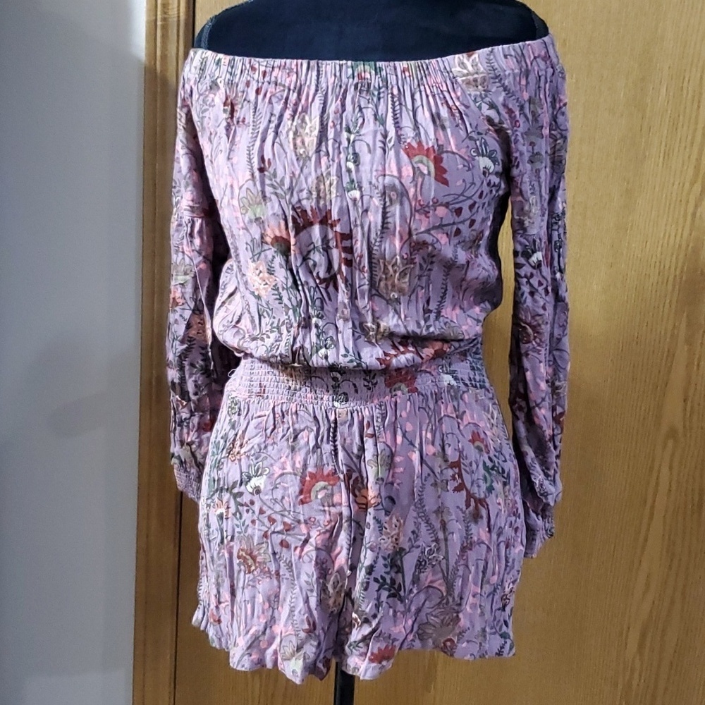 Free people purple off shoulder shorts jumper romper